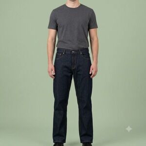 Linea Uomo Relaxed Straight Fit Jeans Mens 42x30 Dark Wash Blue Stretch Denim